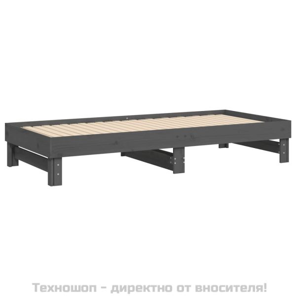 Разтегателно дневно легло, без матрак, сиво, 2x(90x200) см