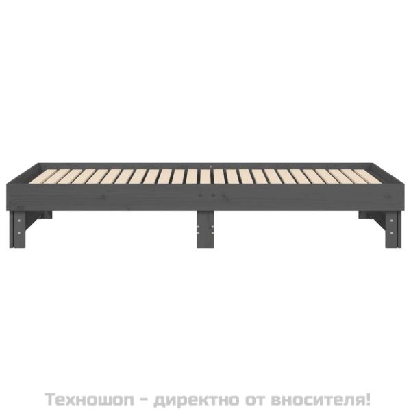 Разтегателно дневно легло, без матрак, сиво, 2x(90x200) см