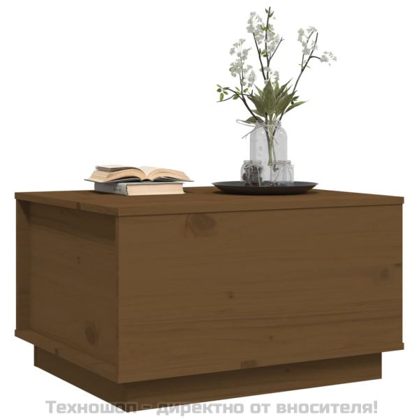 Кафе маса, меденокафява, 60x50x35 см, борово дърво масив