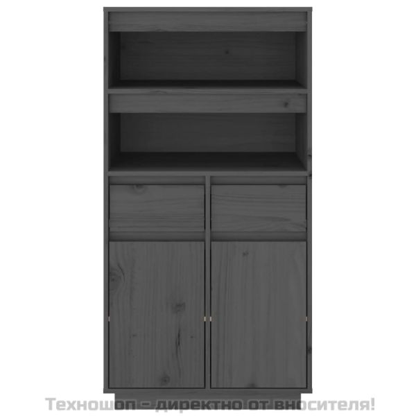 Висок шкаф, сив, 60x40x116,5 см, борово дърво масив