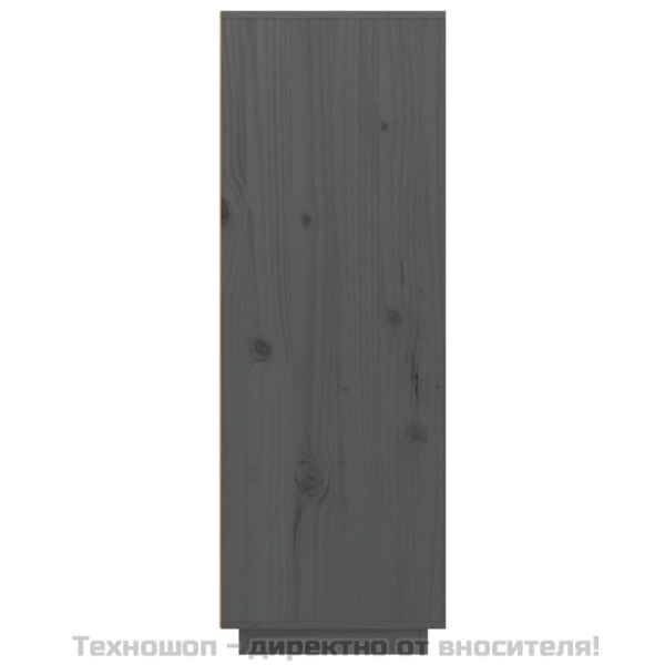 Висок шкаф, сив, 60x40x116,5 см, борово дърво масив