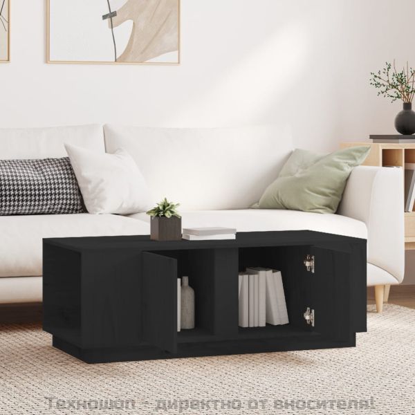 Кафе маса, черно, 110x50x40 см, бор масив