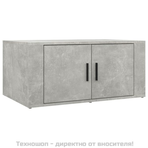 Маса за кафе, бетонно сива, 102x50x36 см, инженерно дърво