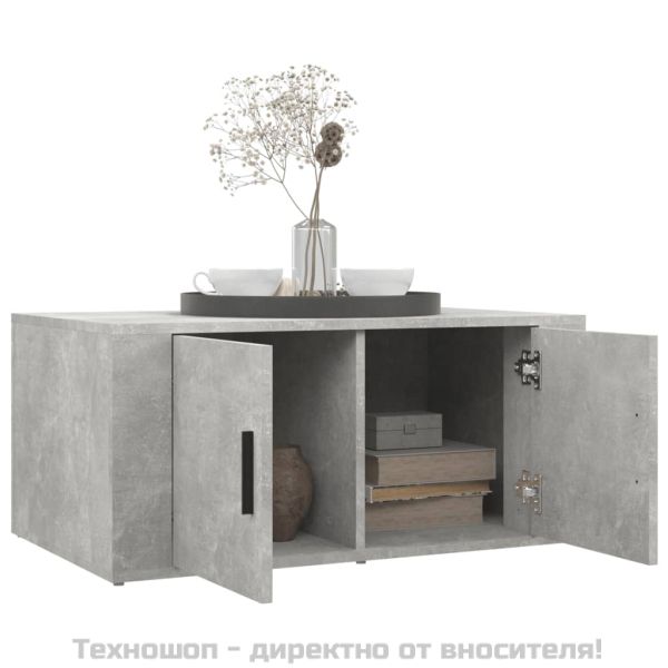 Маса за кафе, бетонно сива, 102x50x36 см, инженерно дърво