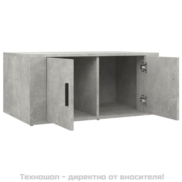 Маса за кафе, бетонно сива, 102x50x36 см, инженерно дърво