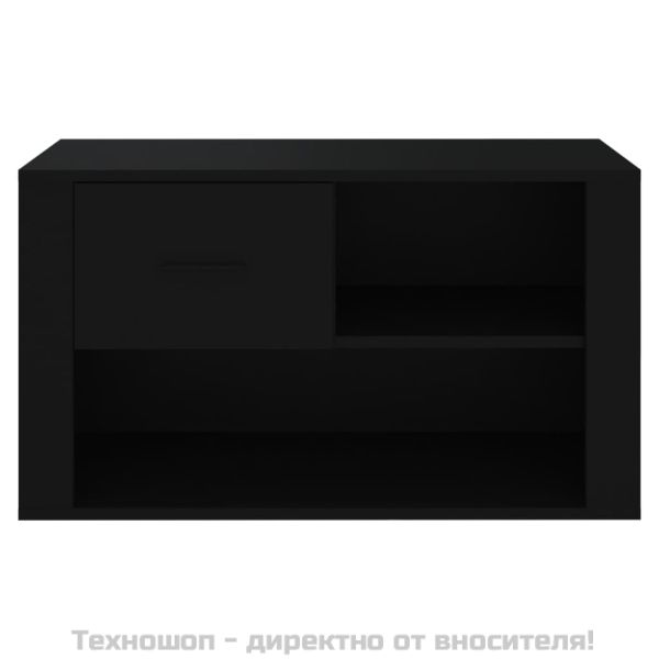 Шкаф за обувки, черен, 80x35x45 см, инженерно дърво