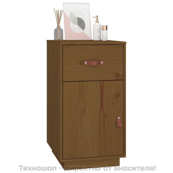Шкаф за бюро, меденокафяв, 40x50x75 см, борово дърво масив