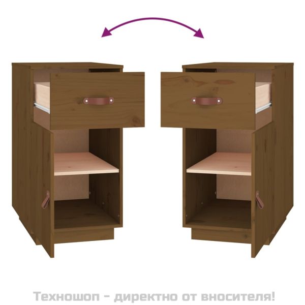 Шкаф за бюро, меденокафяв, 40x50x75 см, борово дърво масив