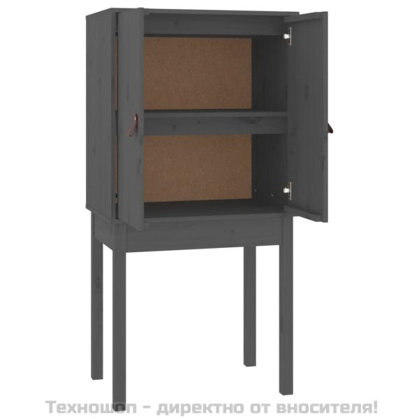 Висок шкаф, сив, 60x40x120 см, борово дърво масив