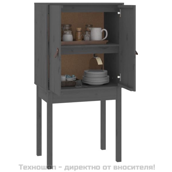 Висок шкаф, сив, 60x40x120 см, борово дърво масив