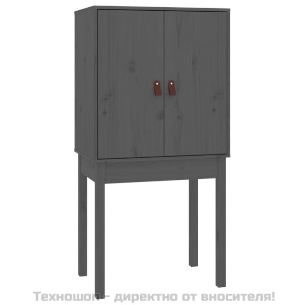 Висок шкаф, сив, 60x40x120 см, борово дърво масив