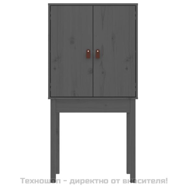 Висок шкаф, сив, 60x40x120 см, борово дърво масив