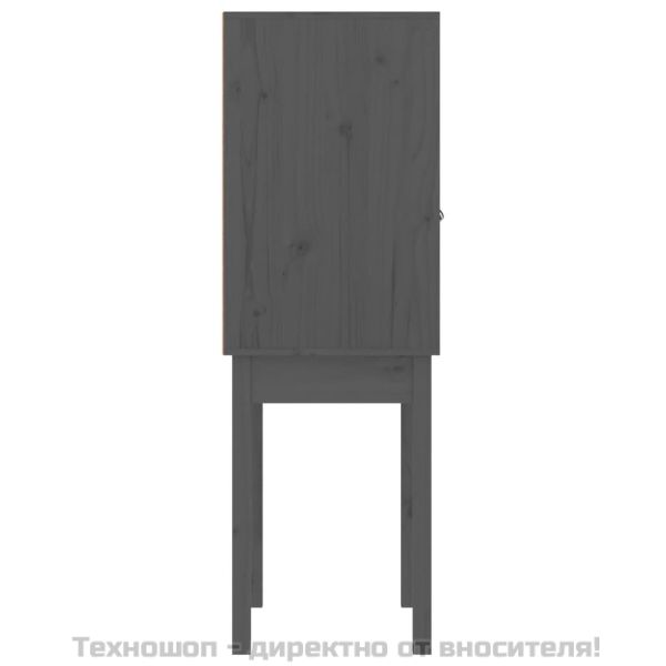 Висок шкаф, сив, 60x40x120 см, борово дърво масив
