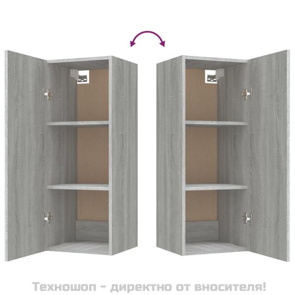 Стенен шкаф, сив сонома, 34,5x34x90 см, инженерно дърво