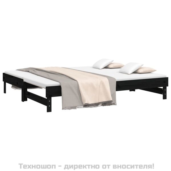 Разтегателна дневно легло черно 2x(100x200)см борово масив