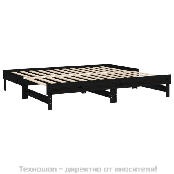 Разтегателна дневно легло черно 2x(100x200)см борово масив