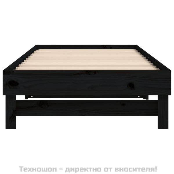 Разтегателна дневно легло черно 2x(100x200)см борово масив
