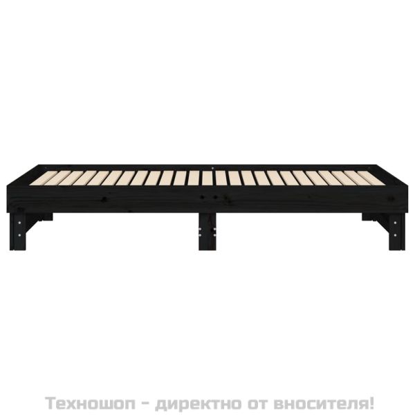 Разтегателна дневно легло черно 2x(100x200)см борово масив