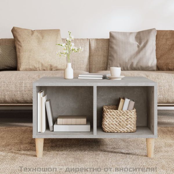 Маса за кафе, бетонно сива, 60x50x36,5 см, инженерно дърво