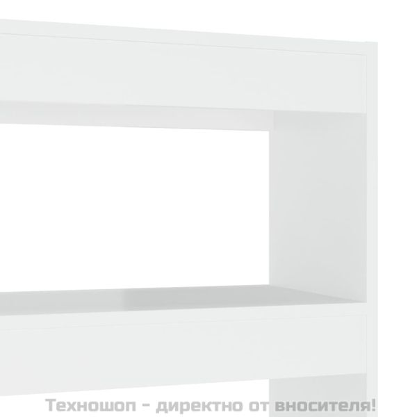 Библиотека/разделител за стая, бял гланц, 100x30x135 см