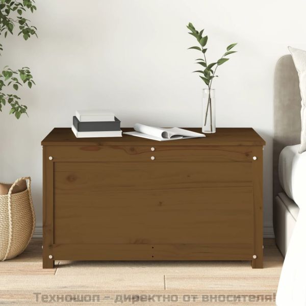 Кутия за съхранение, меденокафява, 80x40x45,5 см, бор масив