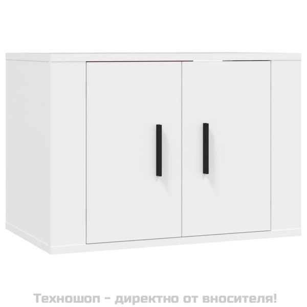 ТВ шкаф за стенен монтаж, бял, 57x34,5x40 см