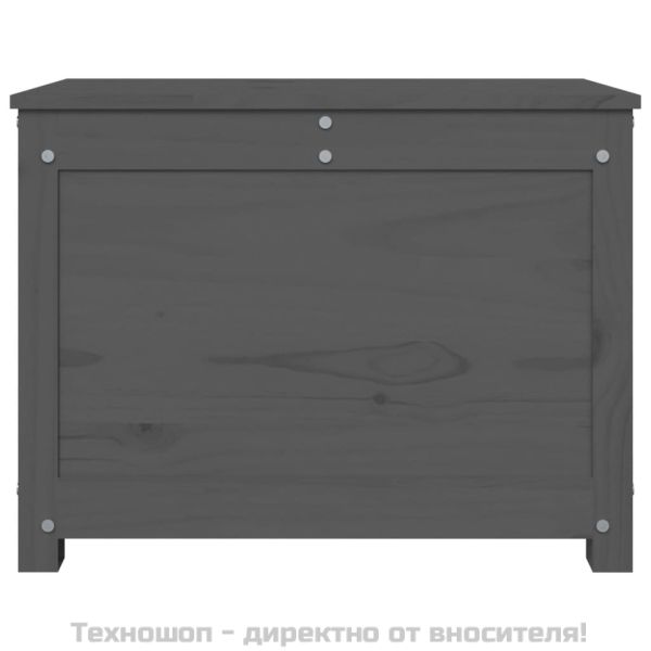 Кутия за съхранение, сива, 60x32x45,5 см, борово дърво масив