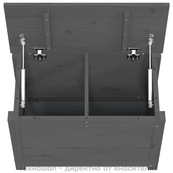 Кутия за съхранение, сива, 60x32x45,5 см, борово дърво масив