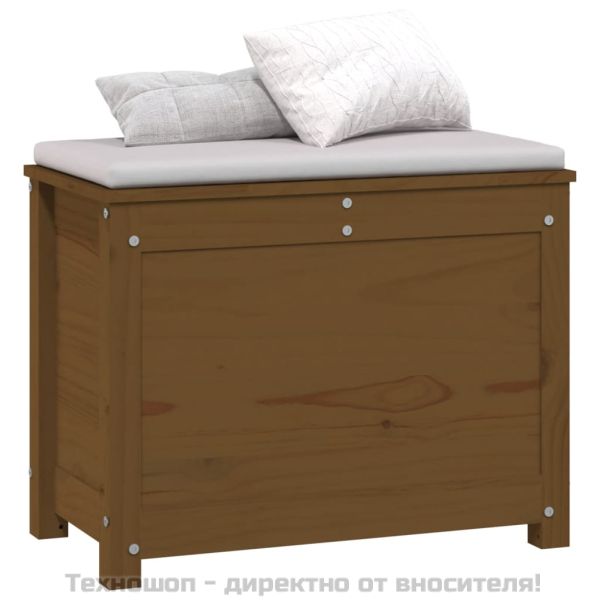 Кутия за съхранение, меденокафява, 60x32x45,5 см, бор масив