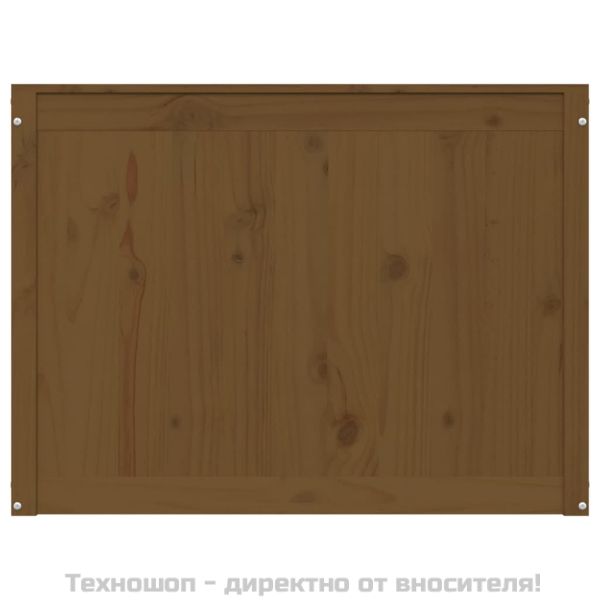 Кутия за пране, меденокафява, 88,5x44x66 см, борово дърво масив