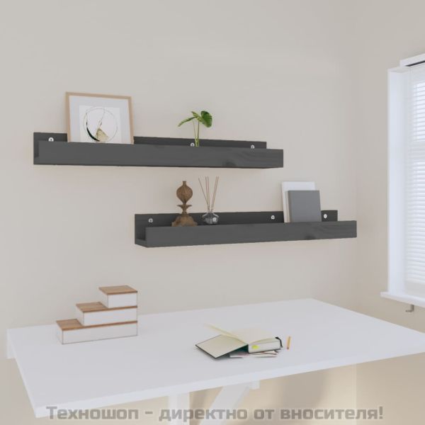 Стенни рафтове, 2 бр, сива 80x12x9 см масивно борово дърво