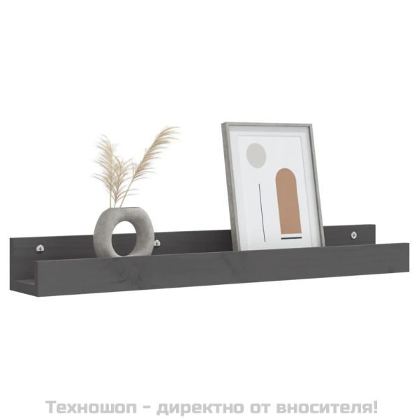Стенни рафтове, 2 бр, сива 80x12x9 см масивно борово дърво