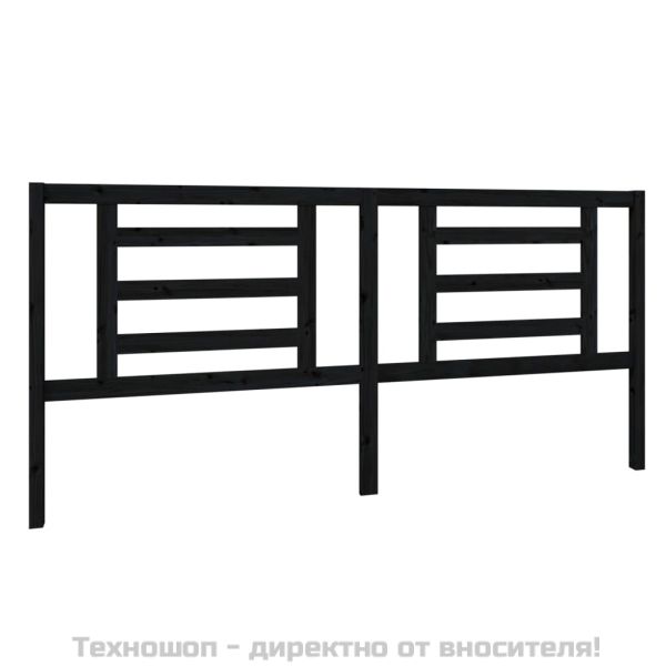 Горна табла за легло, черна, 206x4x100 см, бор масив