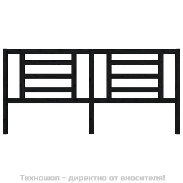 Горна табла за легло, черна, 206x4x100 см, бор масив