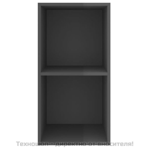 ТВ шкаф за стенен монтаж, сив гланц, 37x37x72см инженерно дърво