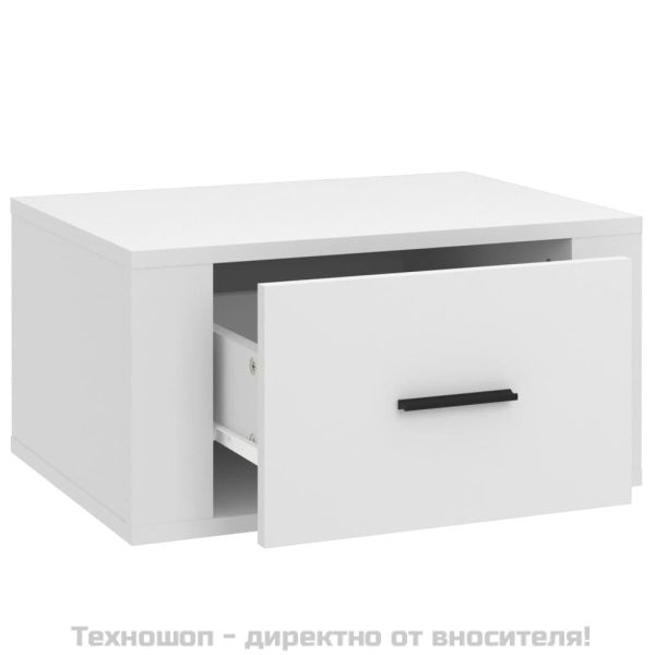 Нощно шкафче за стенен монтаж, бяло, 50x36x25 см