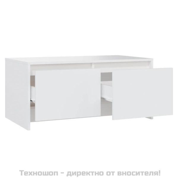 Кафе маса, бяла, 90x50x41,5 см, инженерно дърво