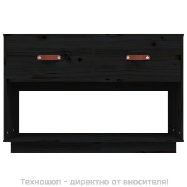 ТВ шкаф, черен, 90x40x60 см, бор масив