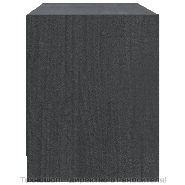 ТВ шкаф, сив, 80x31x39 см, борово дърво масив