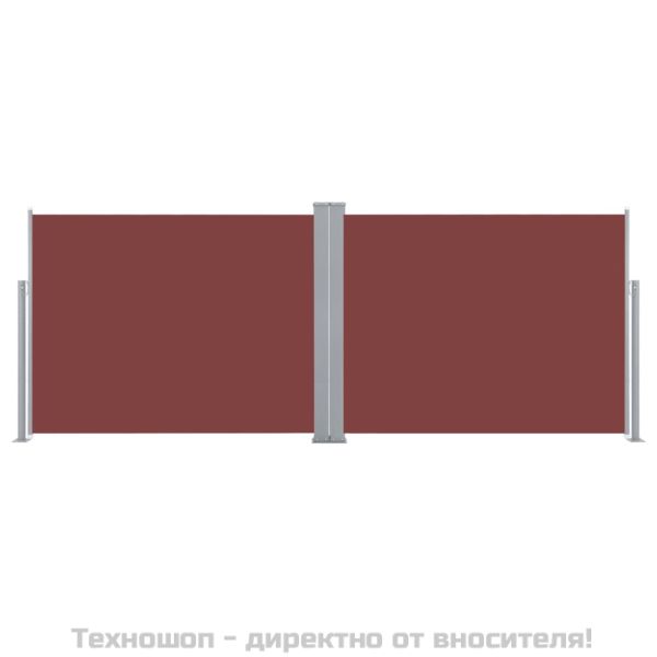 Прибираща се странична тента, кафява, 140x1000 см