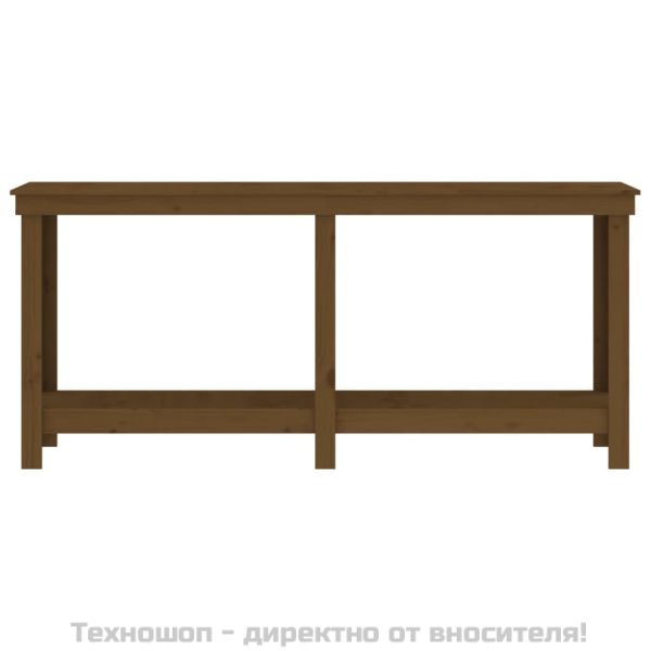 Работна маса меденокафява 180x50x80 см борово дърво масив