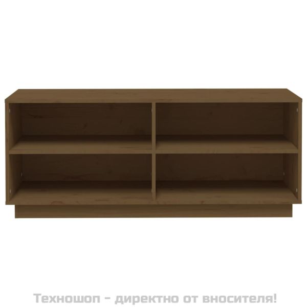 Шкаф за обувки, меденокафяв, 110x34x45 см, бор масив