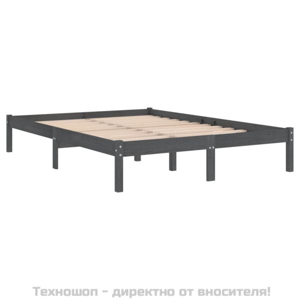 Рамка за легло без матрак, сив, 200x200 см, масивно дърво