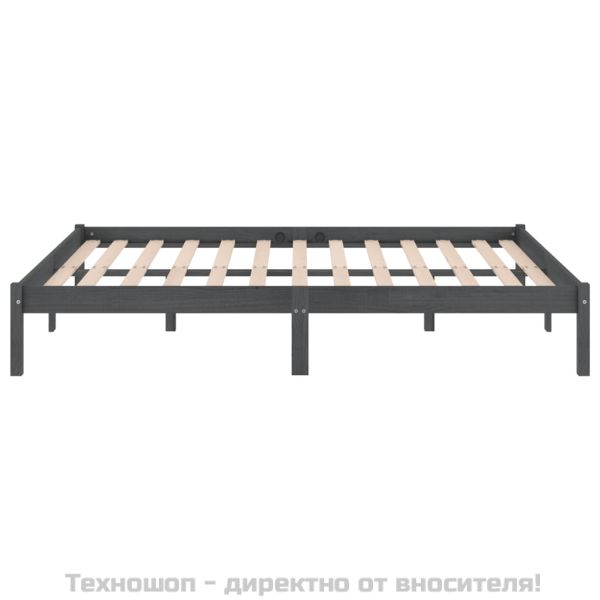 Рамка за легло без матрак, сив, 200x200 см, масивно дърво