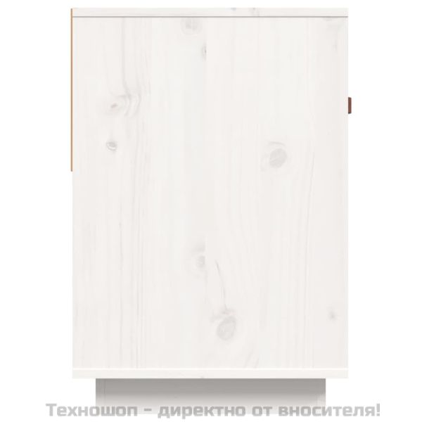 ТВ шкаф, бял, 90x40x60 см, бор масив