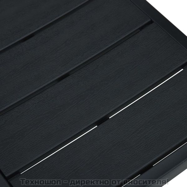 Градински столове, 4 бр, черни, HDPE, имитация на дърво