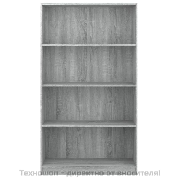 Библиотека на 4 нива, сив сонома, 80x24x142 см, инженерно дърво