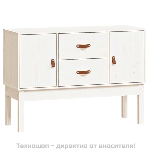 Сайдборд, бял, 110x40x78 см, бор масив