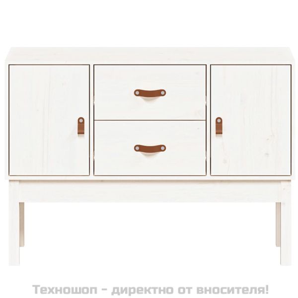 Сайдборд, бял, 110x40x78 см, бор масив