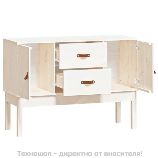 Сайдборд, бял, 110x40x78 см, бор масив